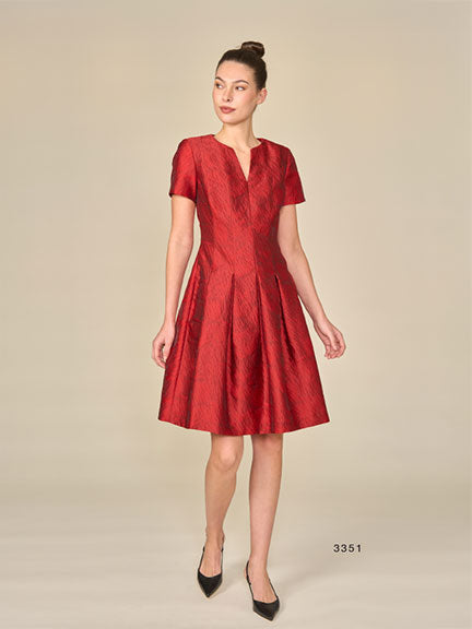 Seamed Jacquard Dress Ruby / 10