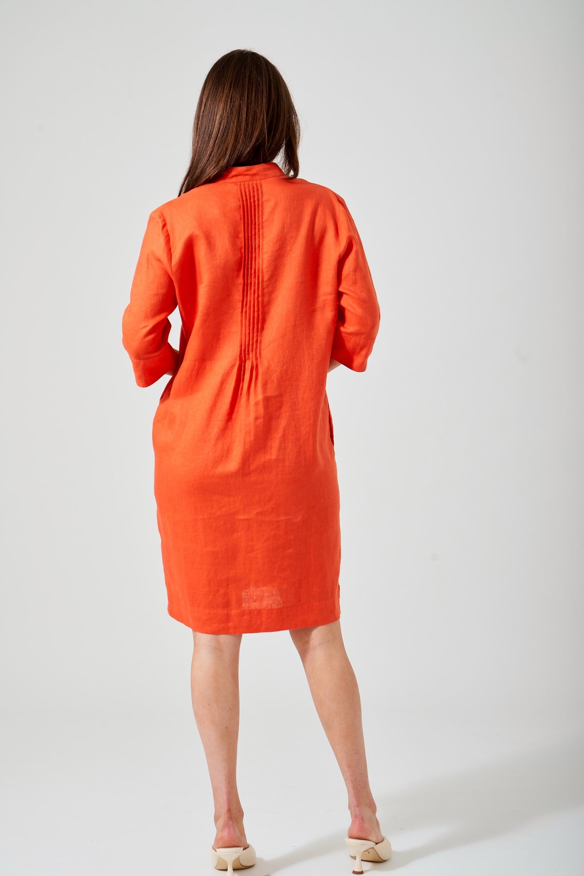 38" ¾ Sleeve Notched Mandarin Dress