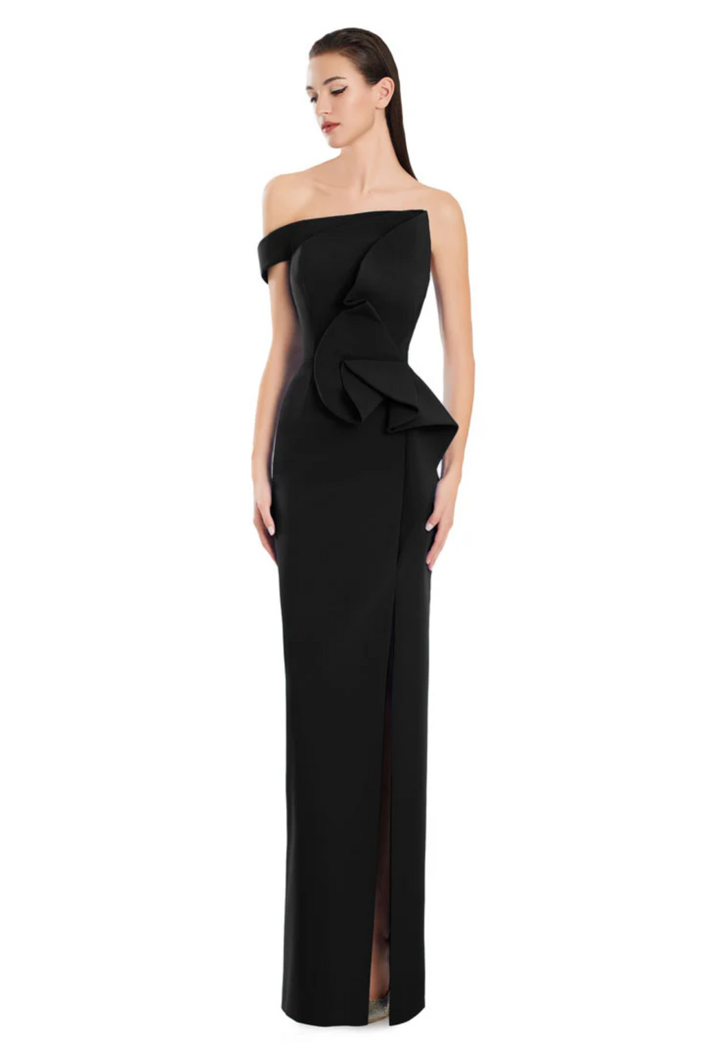 Sculptured Side Frill Crepe Gown – Ballin's LTD