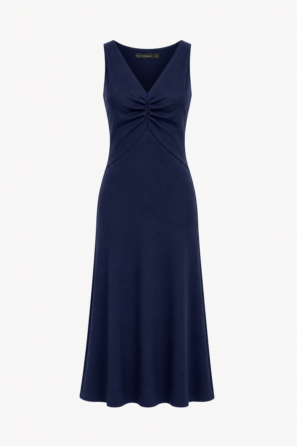 Matte jersey sleeveless dress with shirring Navy / 12