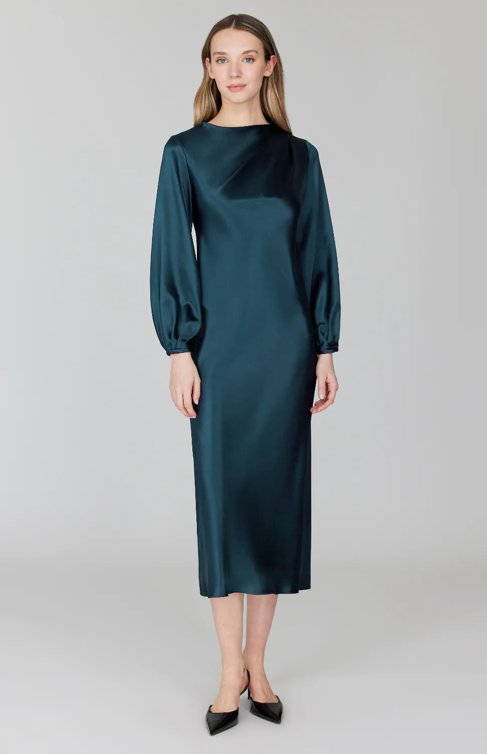 long sleeve bias cut dress ASOS Design - Long Sleeve Bias Cut Satin Maxi Dress - Women - Polyester - 4 US