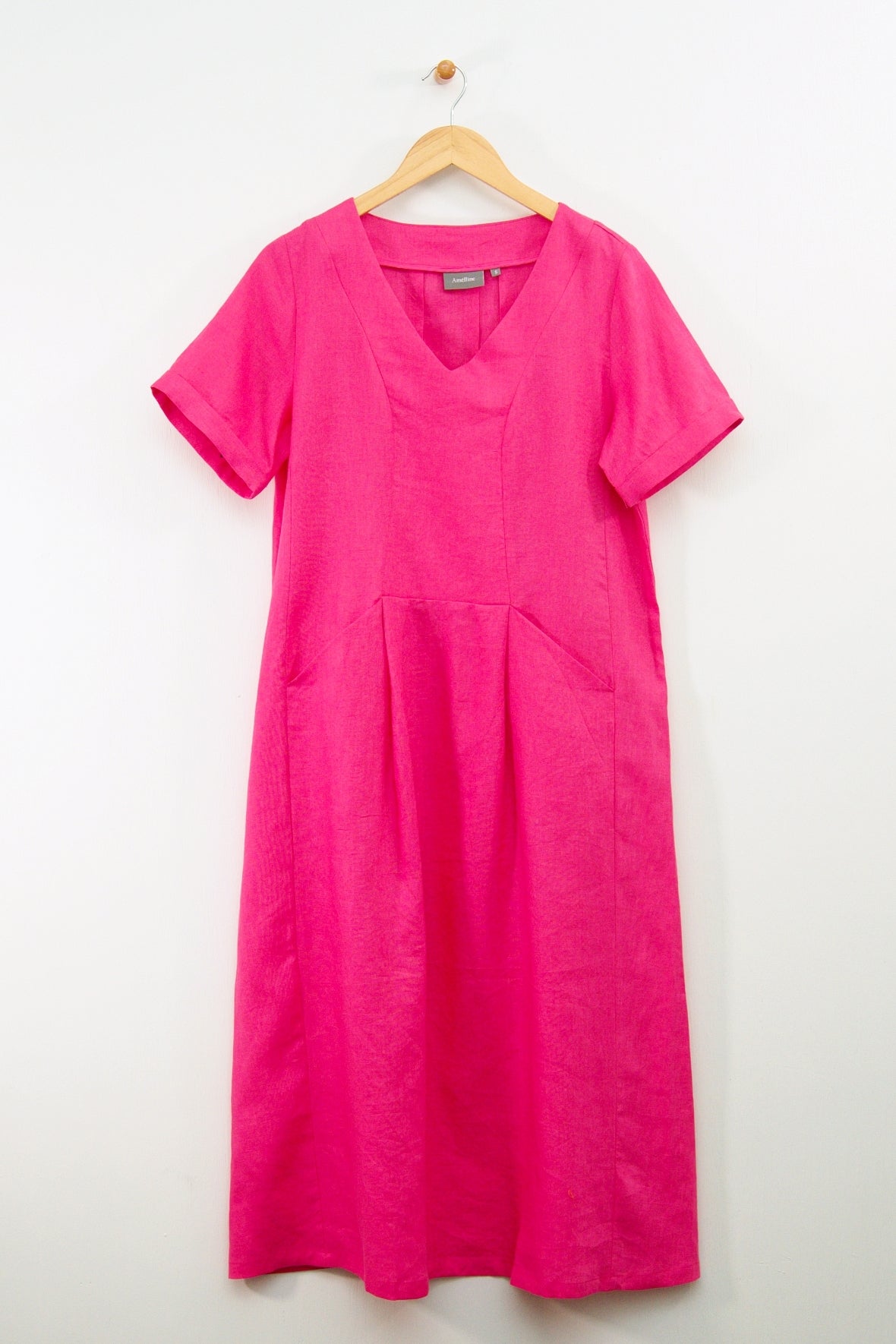 48" Short Sleeve V-Neck Dress with Pockets