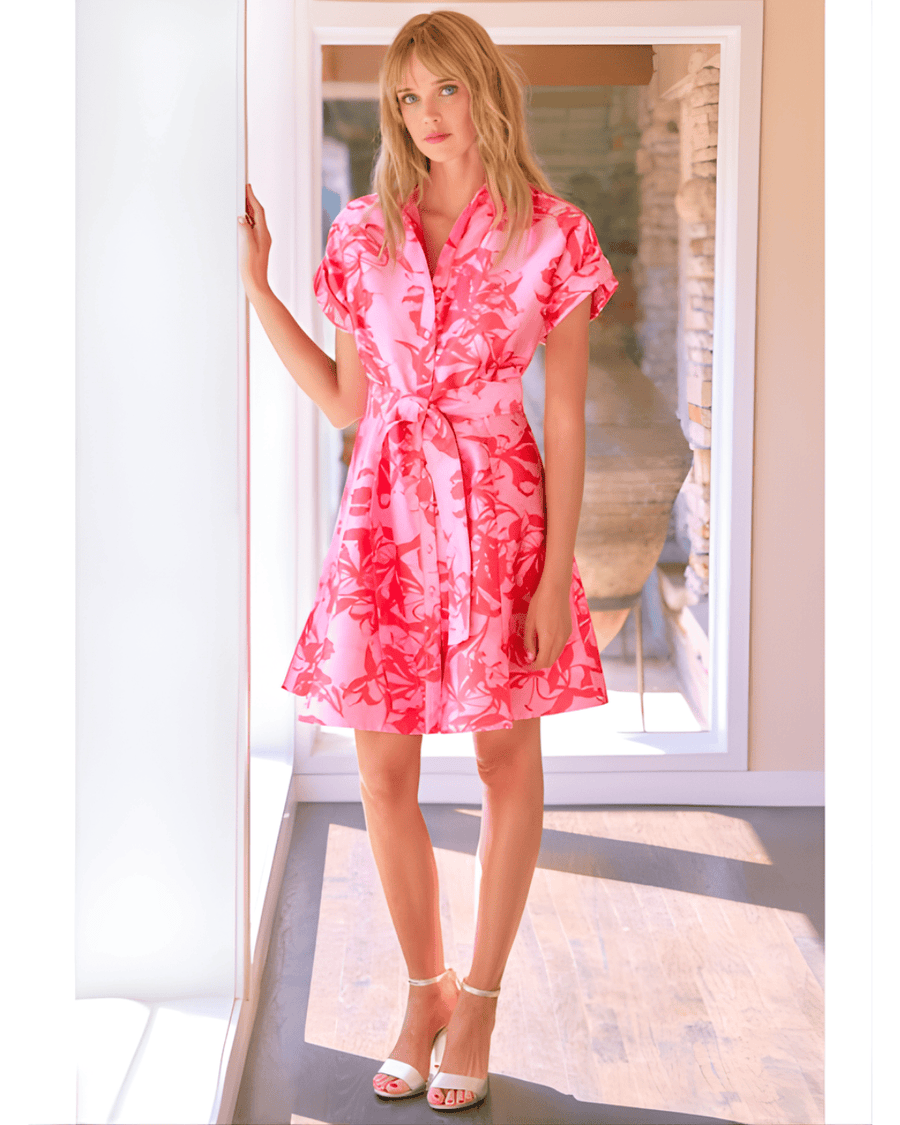 jacquard dress short Plunge Floral Jacquard Short A-Line Dress