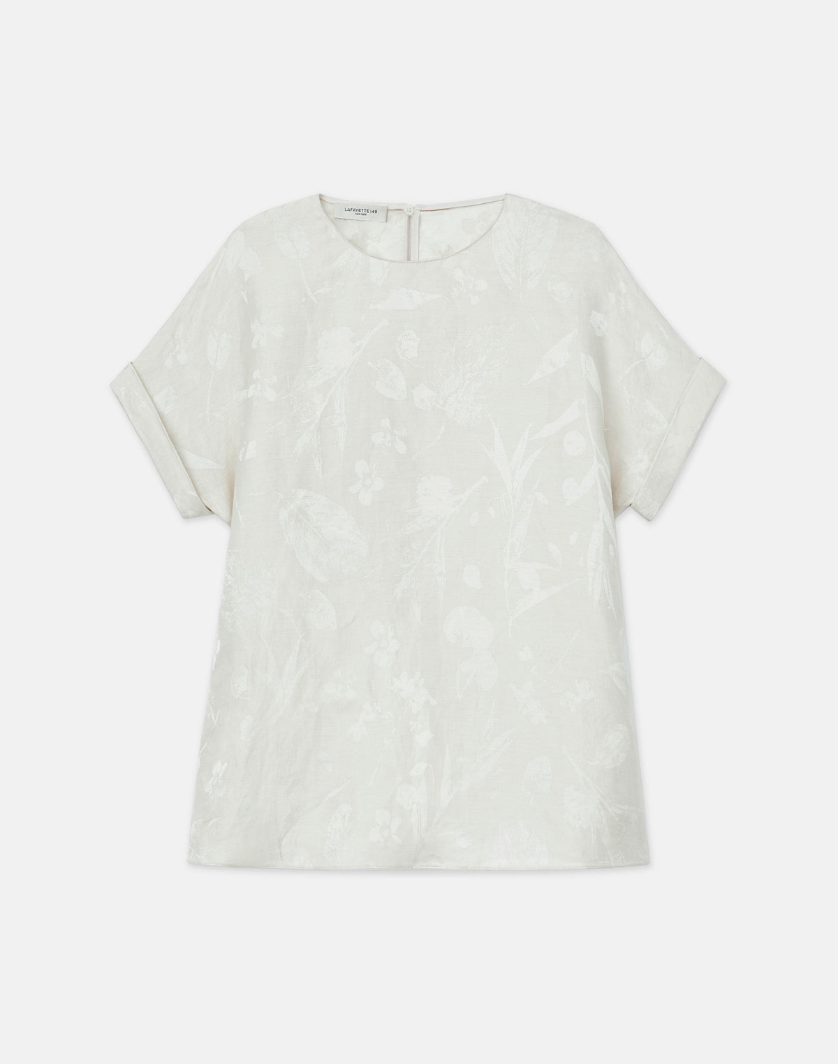 Eco Flora Jacquard Linen-Viscose T-Shirt Blouse