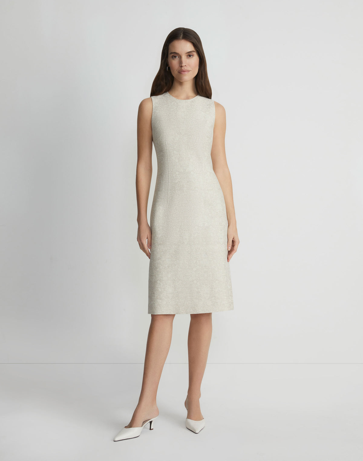 Textured Jacquard Cotton-Linen Sheath Dress