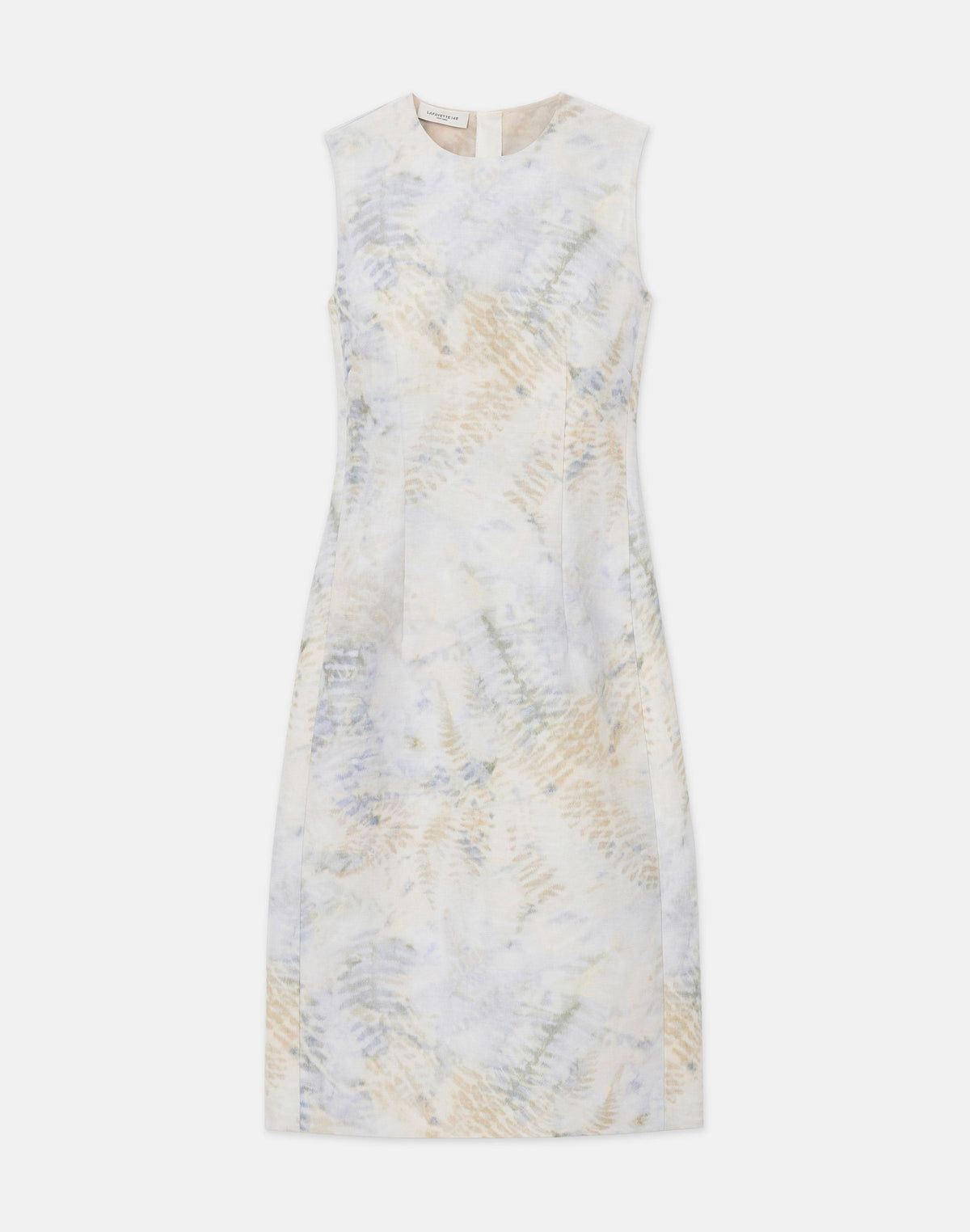 Eco Fern Print Linen-Poly Sheath Dress