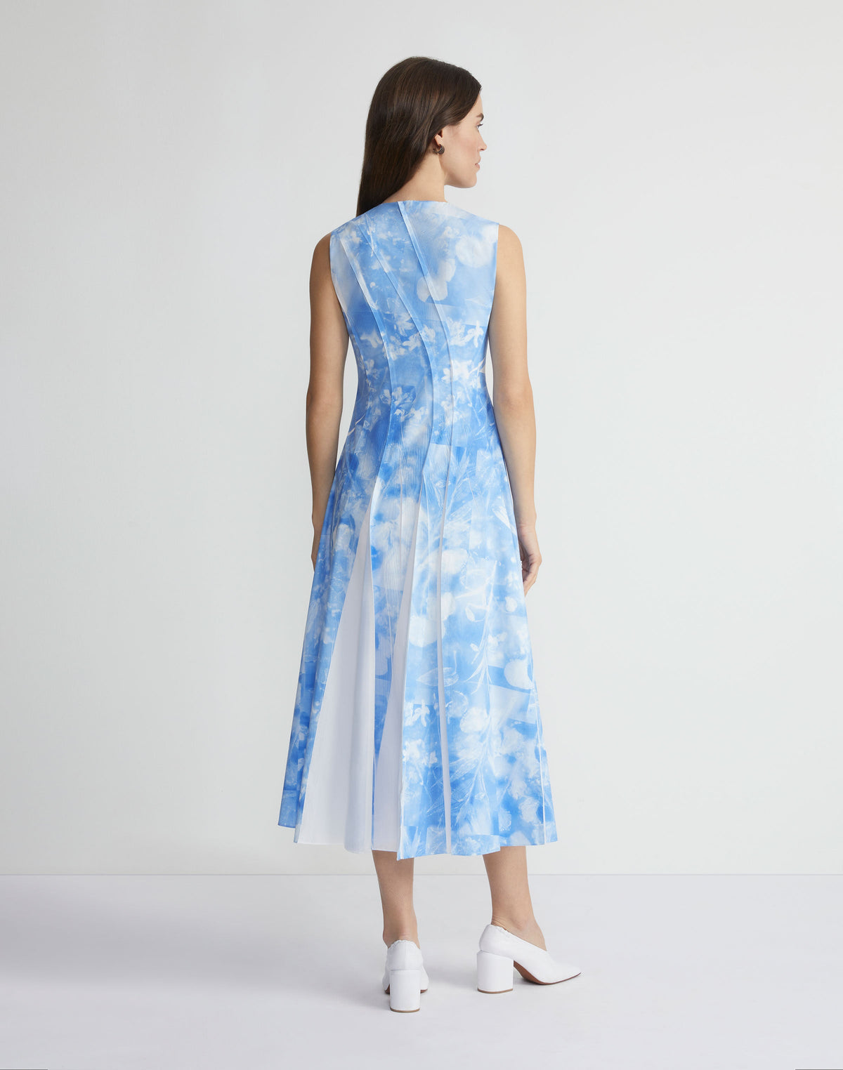 Eco Flora Print Poplin Pleated Dress