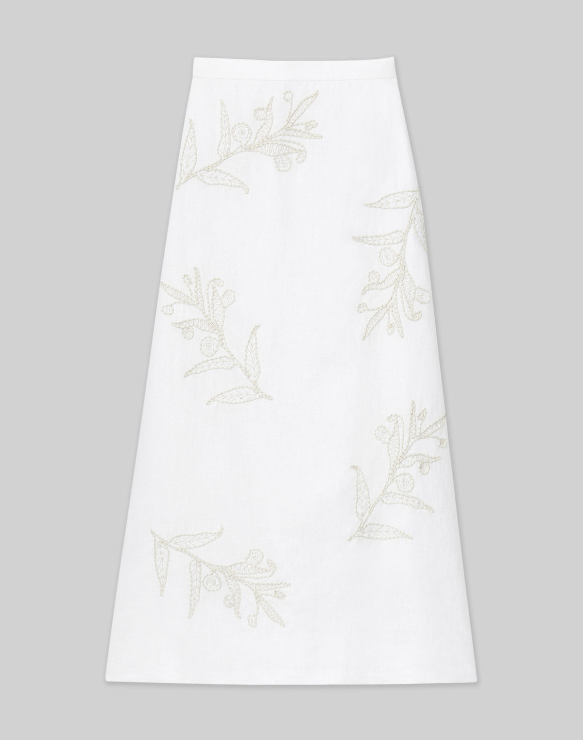 Embroidered Flora Linen Skirt