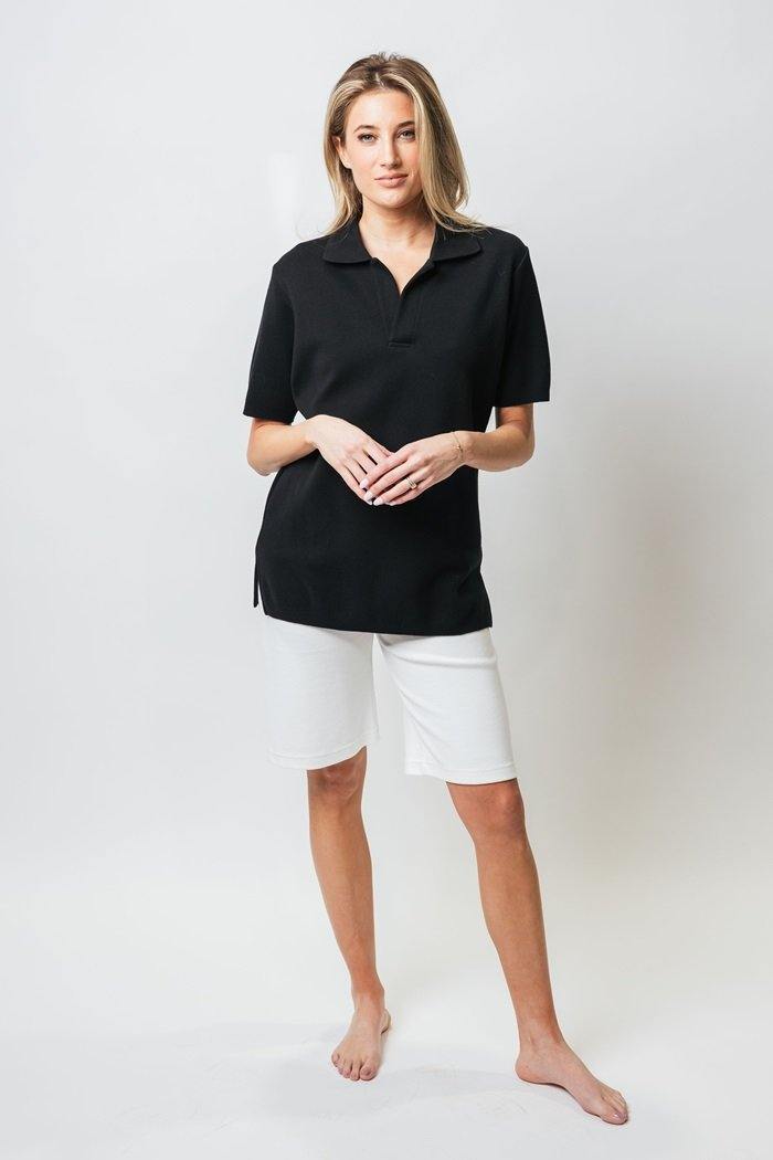 27” Short Sleeve Polo Top - Black