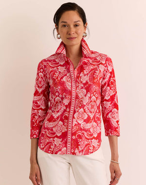 Lizette 3/4 Sleeve Painted Paisley Top