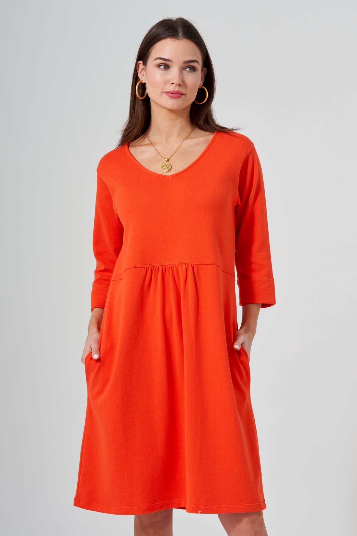 40" Sleeve V-Neck Empire Waist Dress White / 4 (XL) 40" Sleeve V-Neck Empire Waist Dress White / 4 (XL)