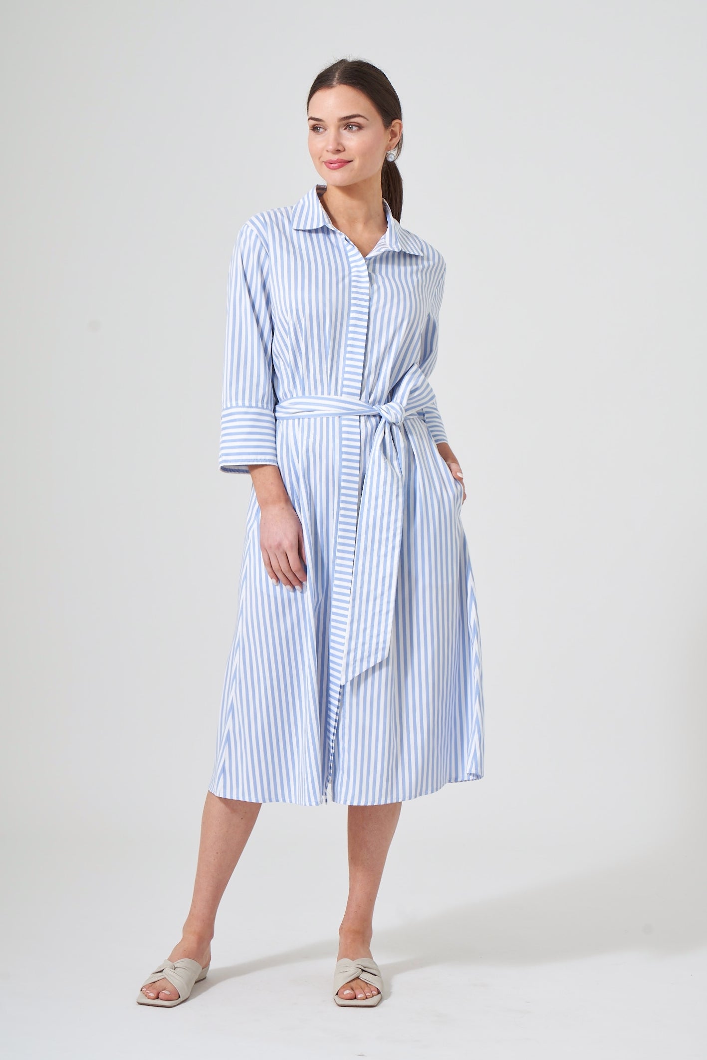 Striped clearance belted dress