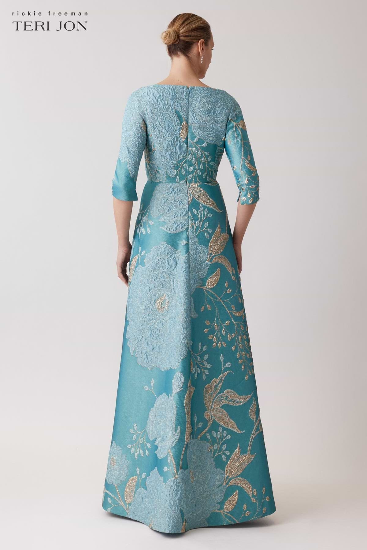 teri jon mother of the bride dresses Metallic Jacquard A-Line Evening Gown – Ballin's LTD