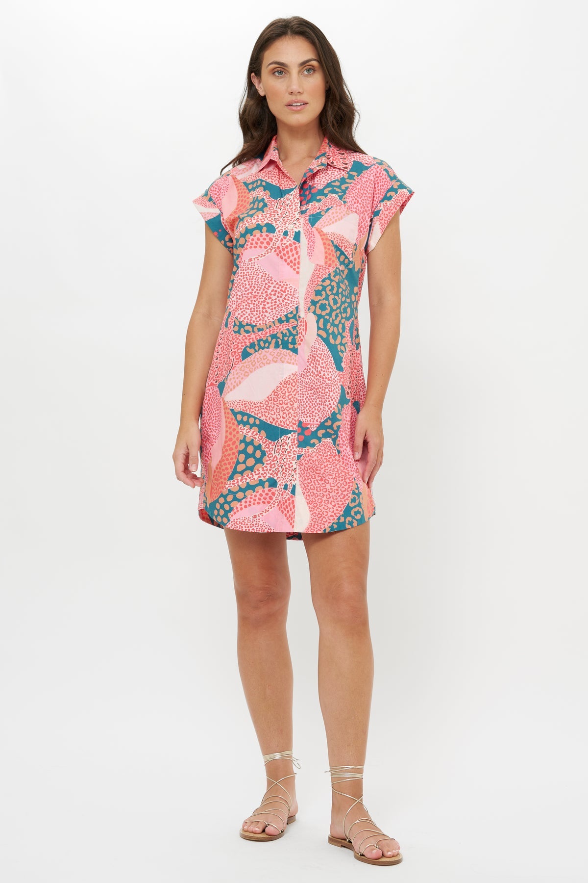 oliphant shirt dress mini OLIPHANT Mini Collared Shirt Dress Matrix Blue