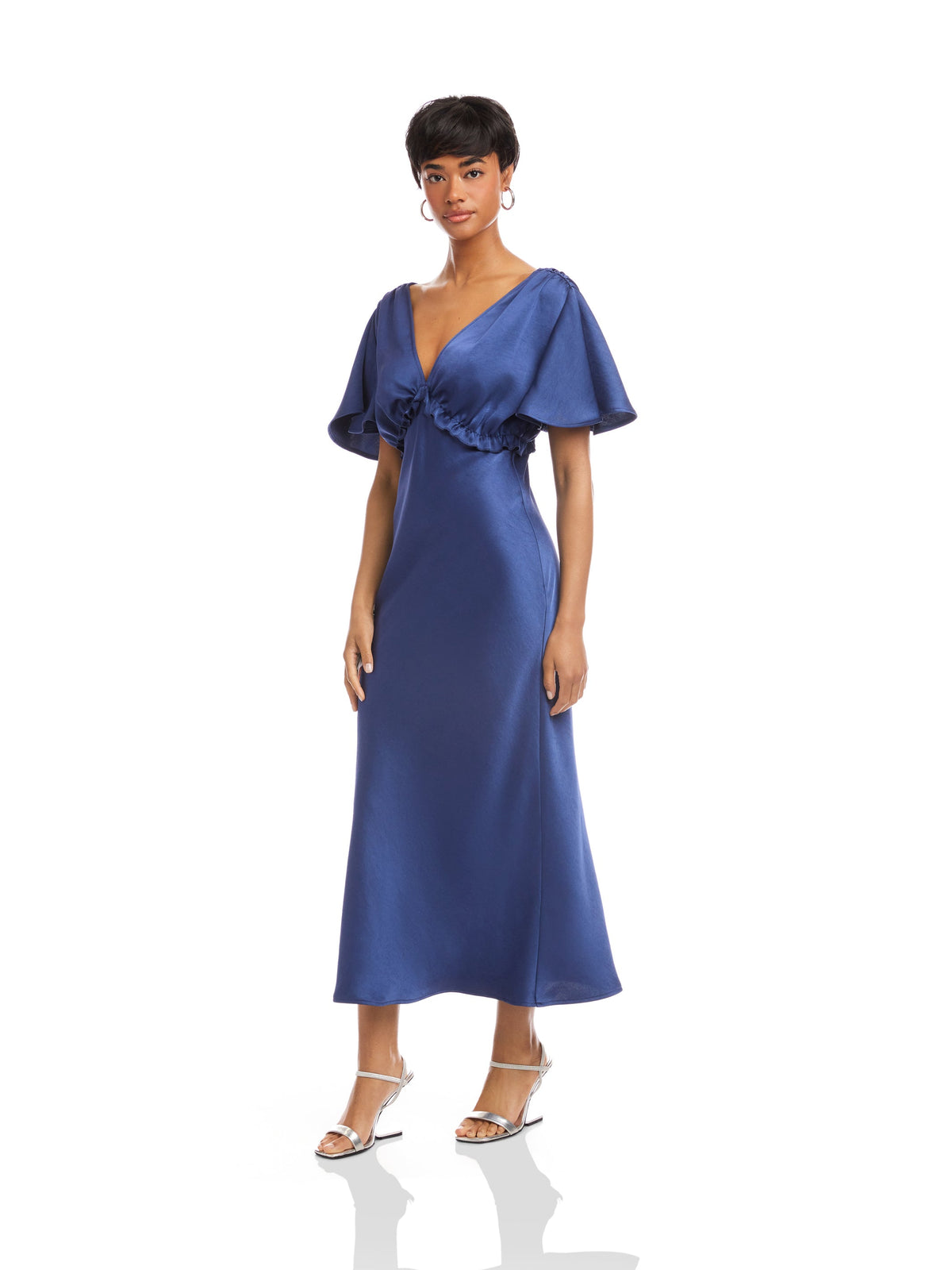 blue flutter sleeve dress Sail To Sable Flutter Sleeve Dress