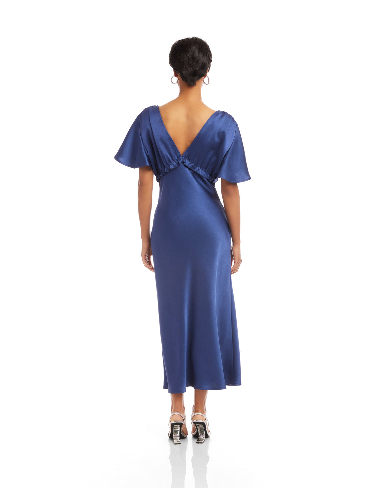 flutter sleeve cocktail dress MllesReve Women Midi Side Slit Tea Length Graduation Party Dresses Bridesmaid Gown Black Custom Made : Clothing, Shoes & Jewelry flowing gracefully and ending with a touch of drama Shailene Flutter Sleeve Dress -
