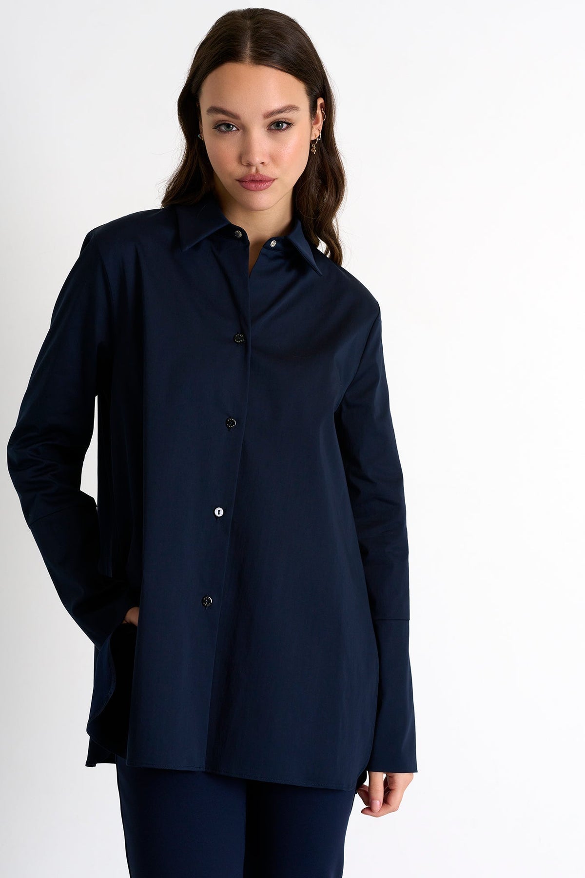 Classic Blouse - 52266-83-550 02 / 550 Navy / 69% COTON 26% NYLON 5% ELASTANE