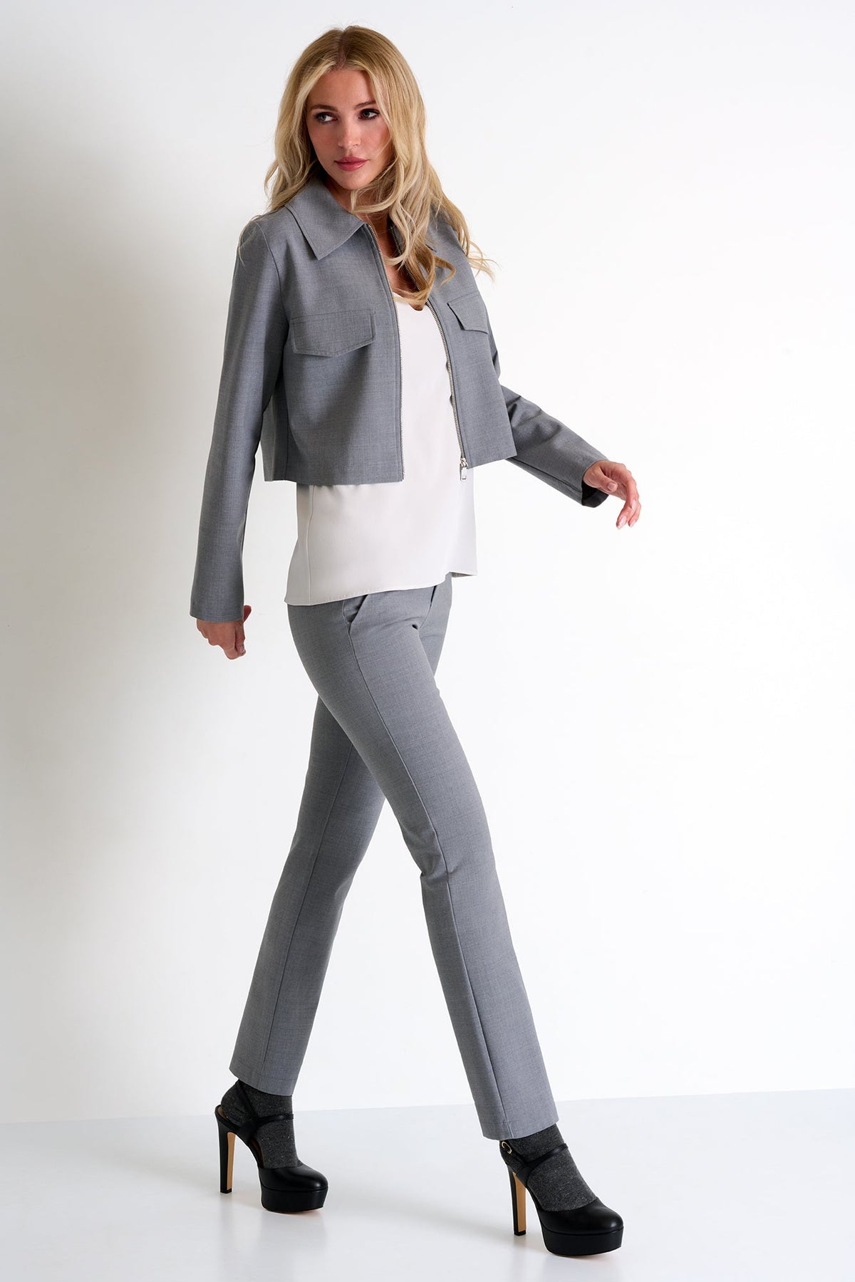 Contemporary Pants - 52480-50-160 02 / 160 Silver Gray / 55% WOOL 40% POLYESTER 5% ELASTANE