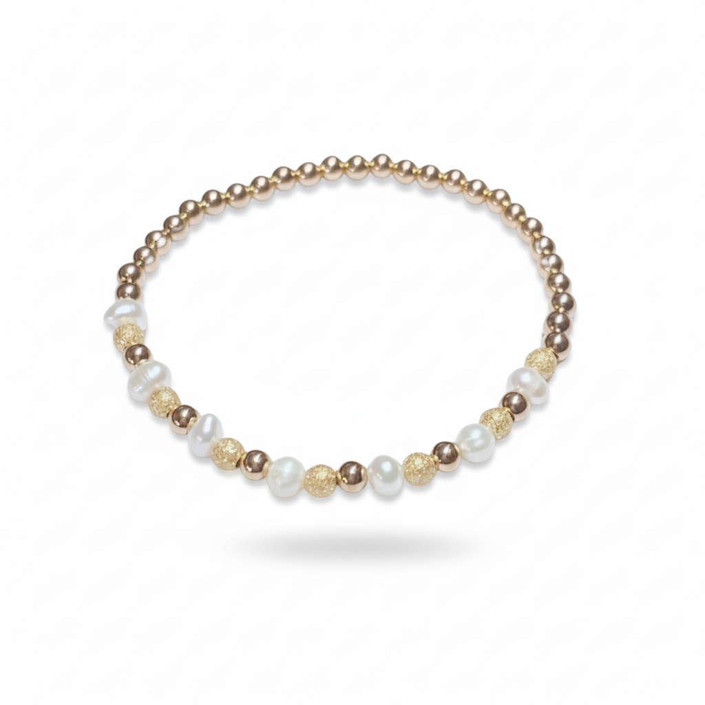 4mm Satin & Gold Bracelet
