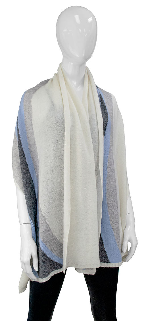 Cashmere Blend Scarf with Wave Design