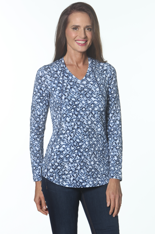 Mosaic Long Sleeve V-Neck Top – Ballin's LTD
