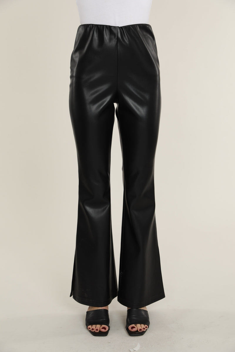 Vegan Leather Side Slit Flared Pant – Ballin's LTD