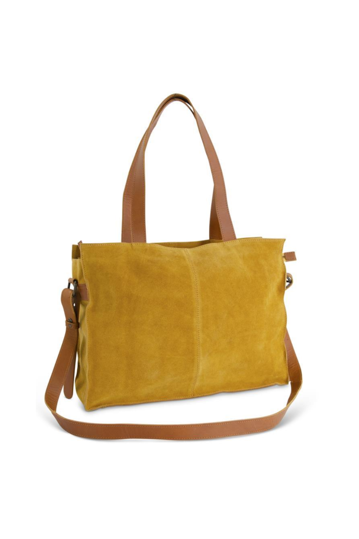 Suede Tote with Belt Strap