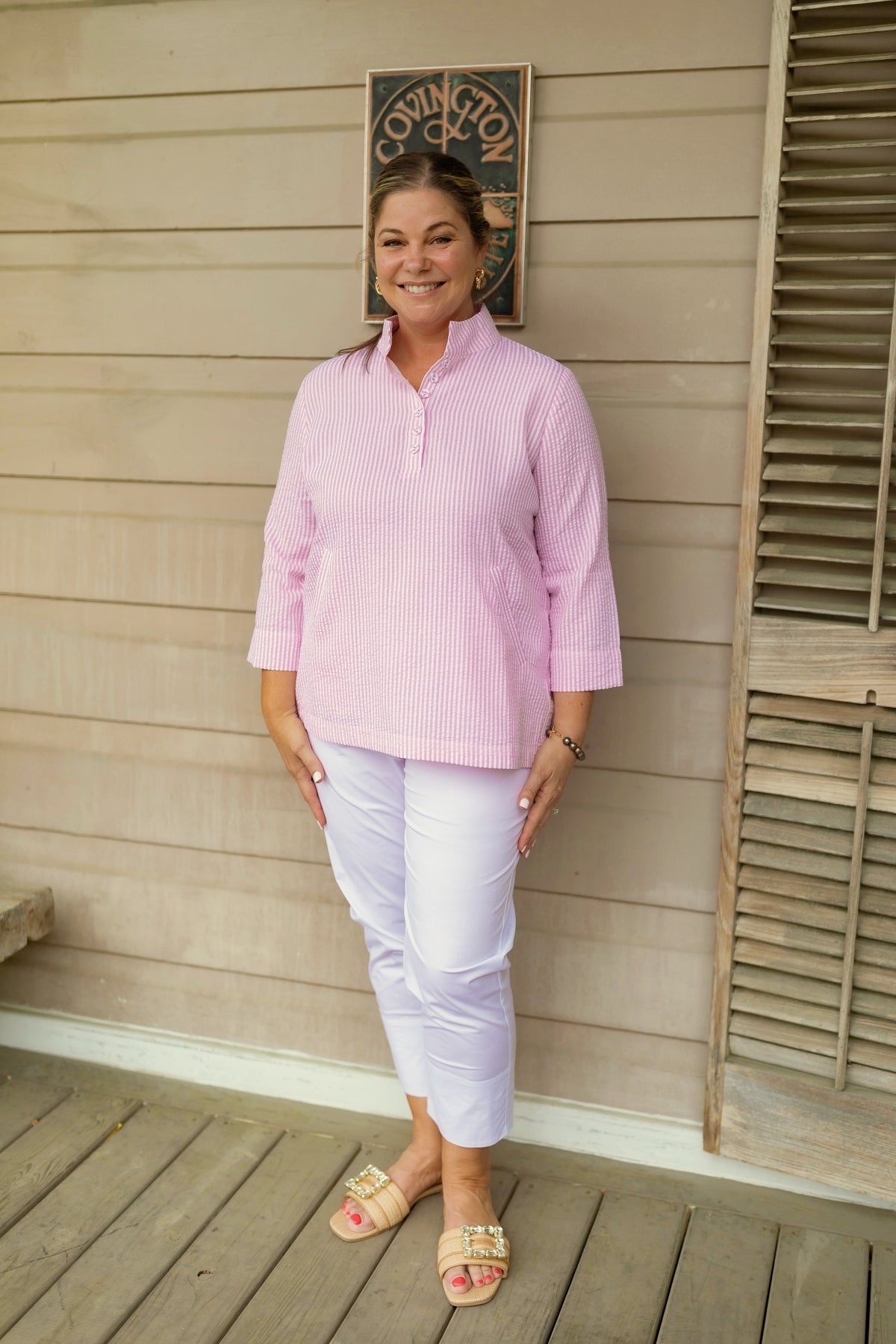28" Covered Button Mandarin Tunic