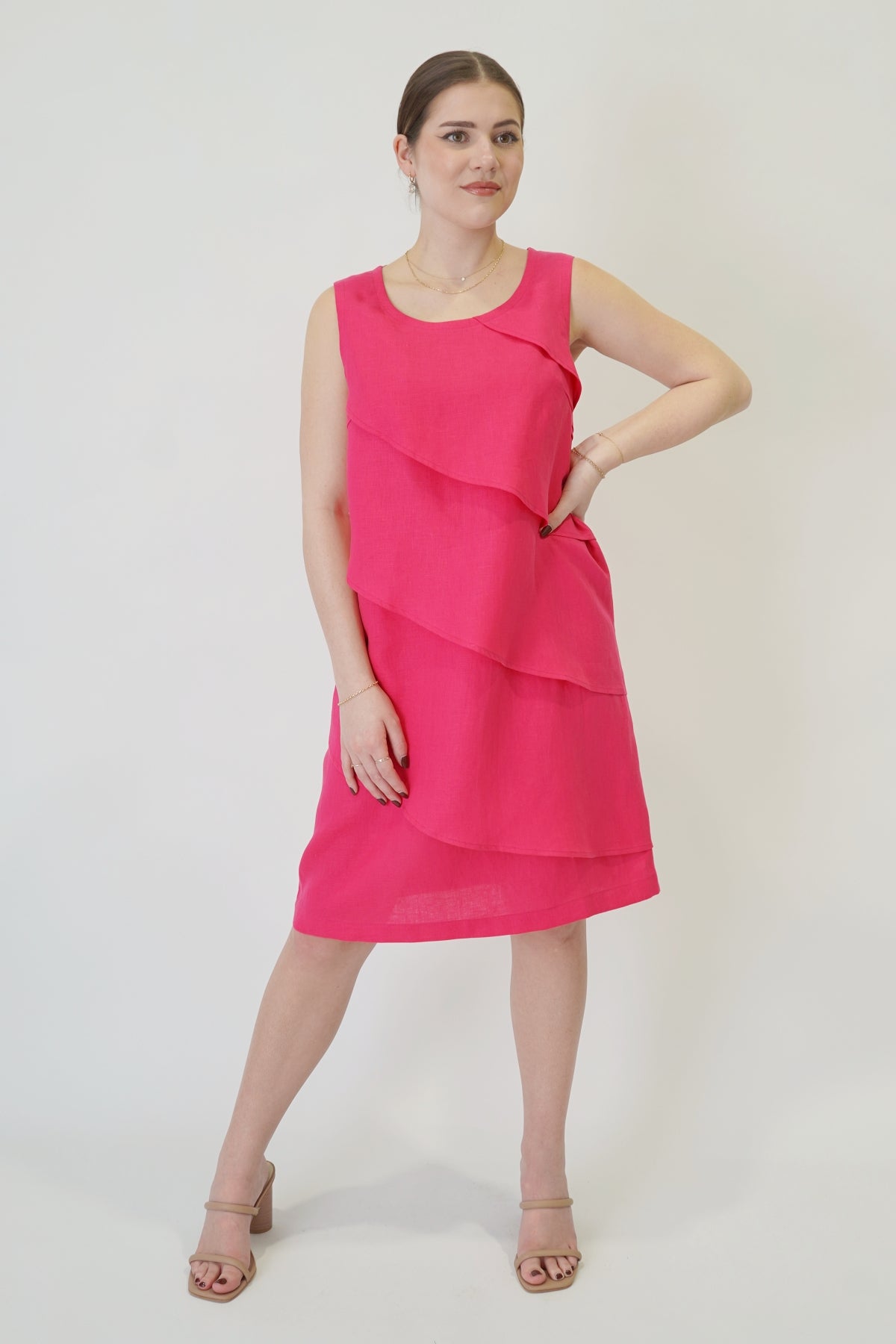 38" Sleeveless Shift Dress with Layer Detail