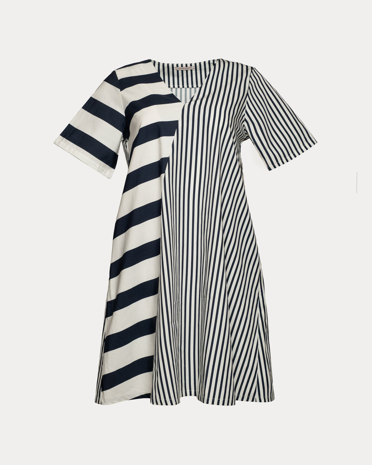 Schooner Dress Nautical Stripe Cotton Poplin Navy/Oyster