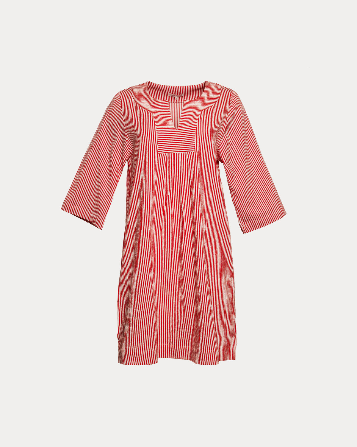 Easy Dress Seersucker Stripe Cotton Red/White