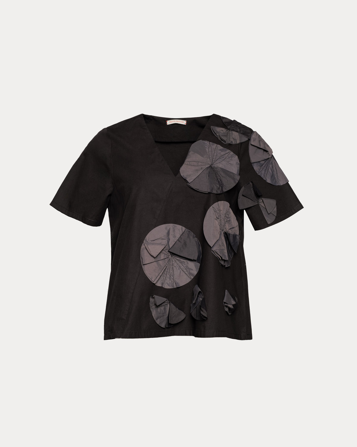 Schooner Top w/Flowers Solid Cotton Cotton Poplin Black