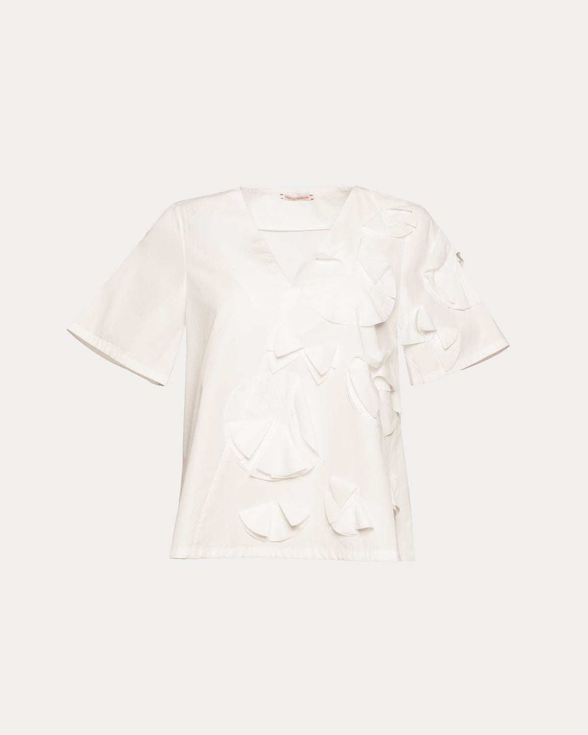Schooner Top w/Flowers Solid Cotton Cotton Poplin White