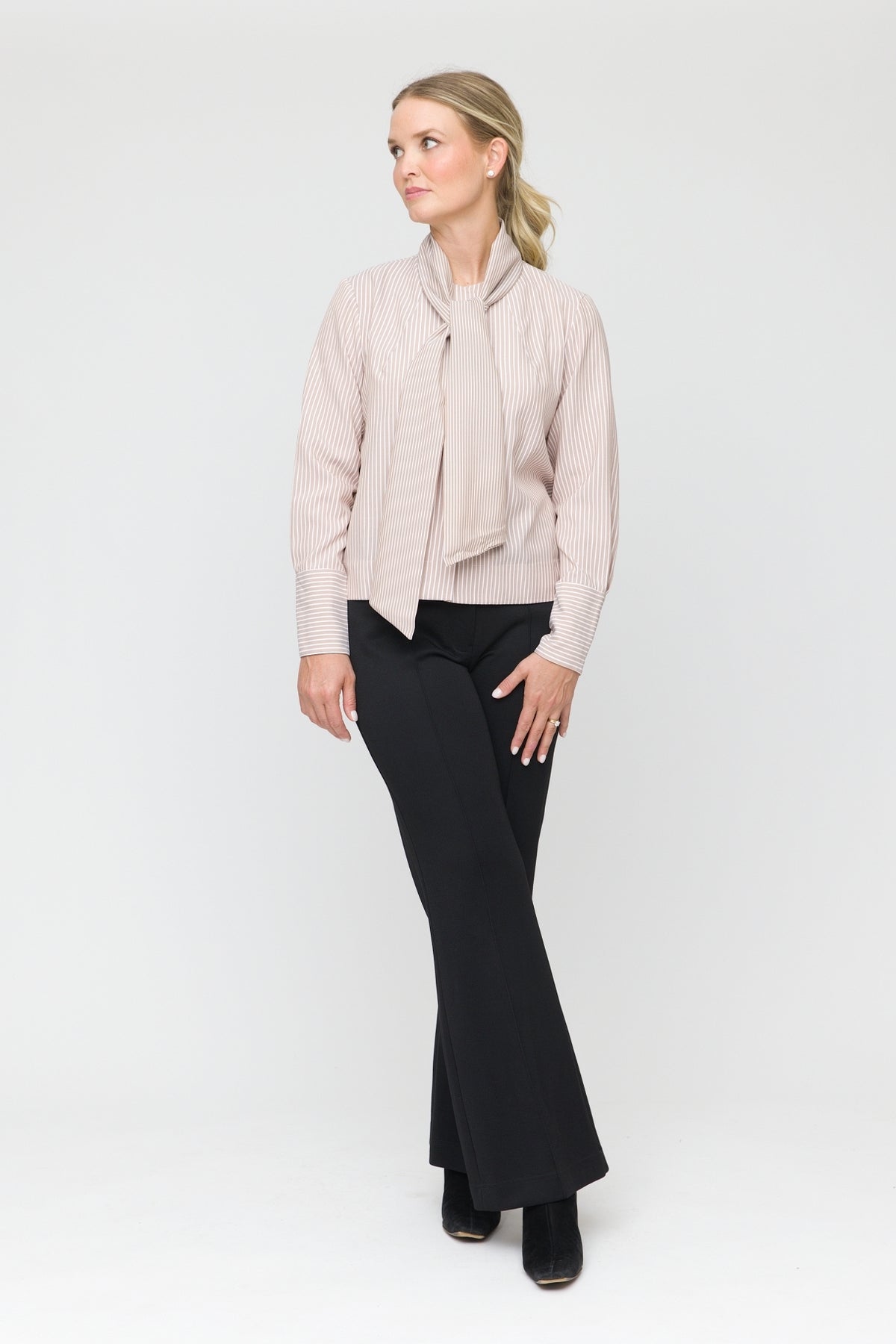 22" Collarless Blouse with Neck Tie