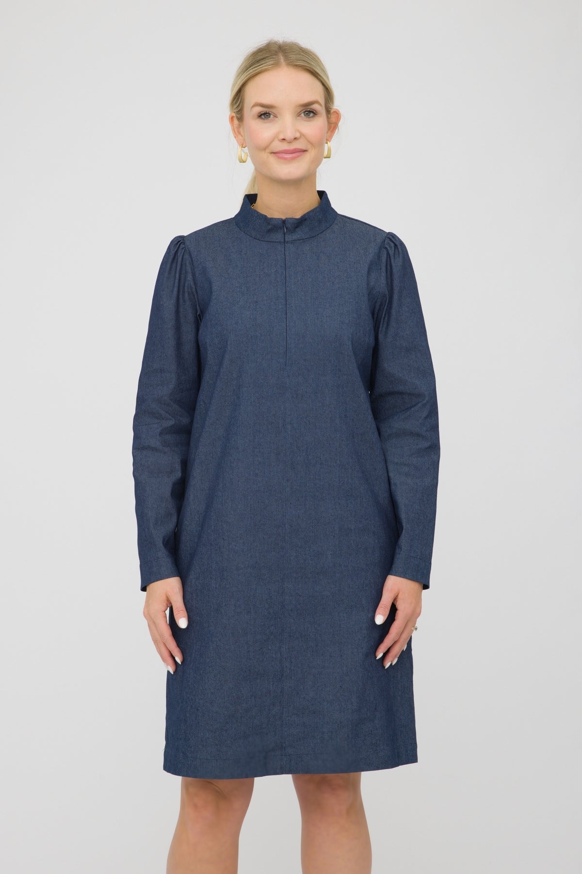 38" Mandarin Collar Denim Dress Ballin's LTD 38" Mandarin Collar Denim Dress Ballin's LTD