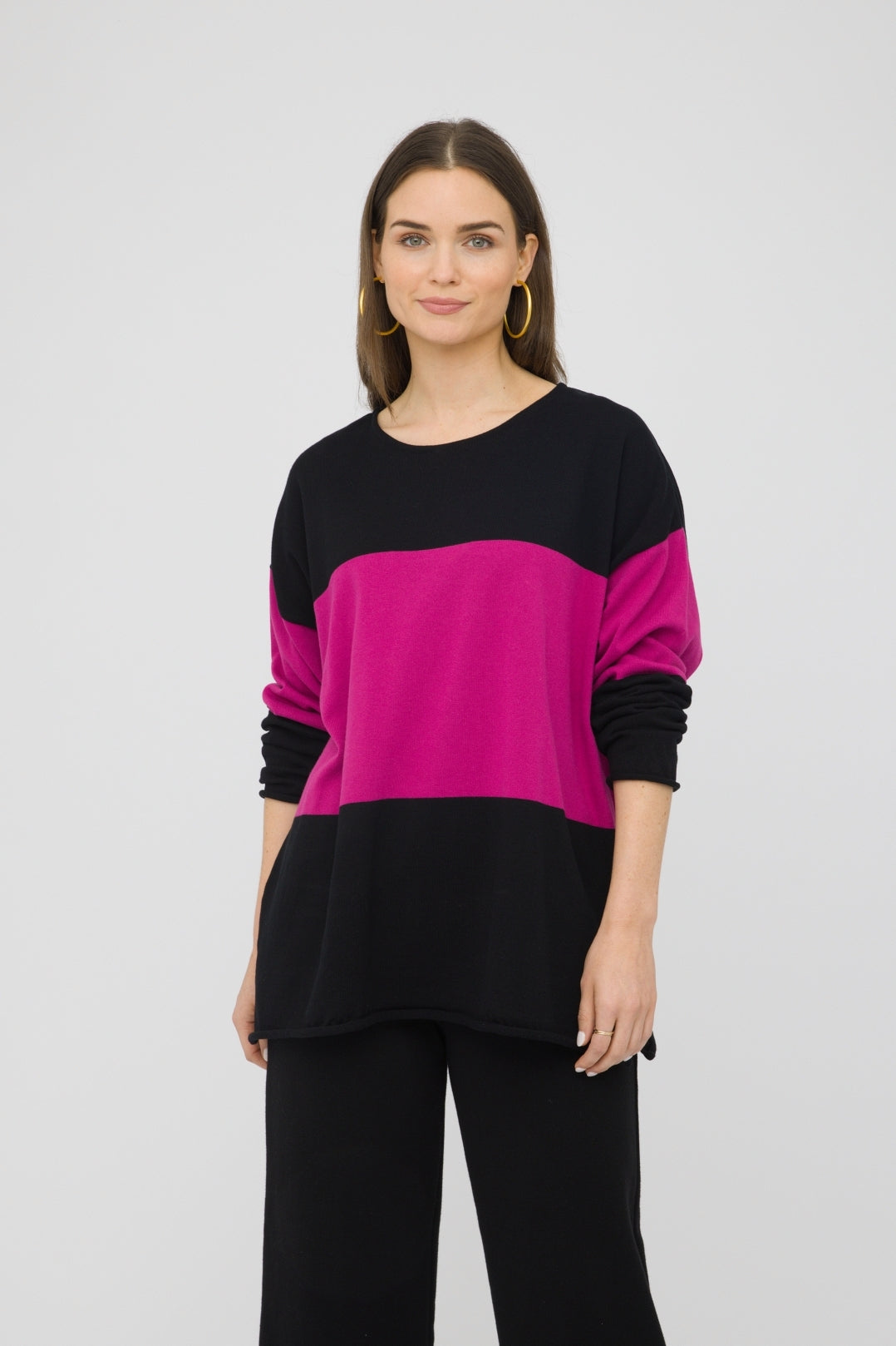 25" Long Sleeve Color-block Top