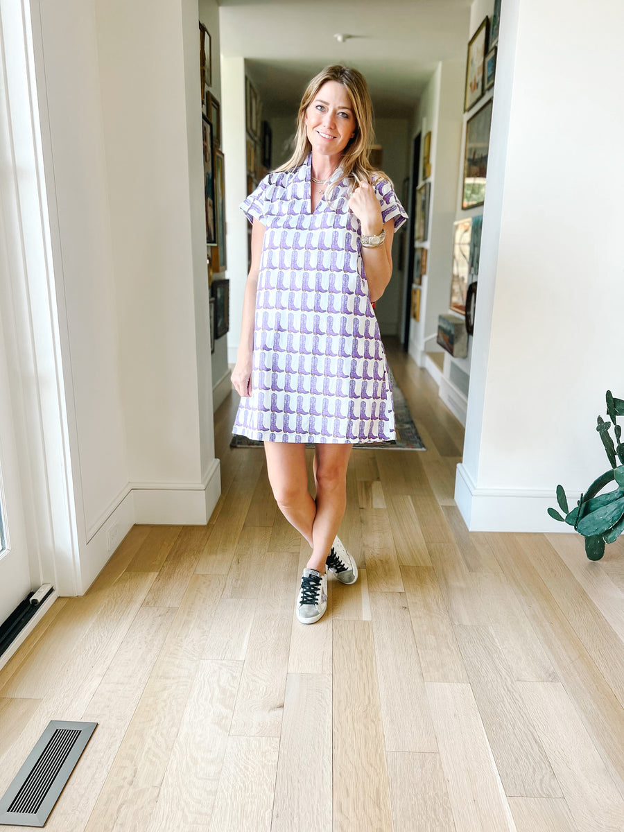 Nancy Dress - Purple Boots