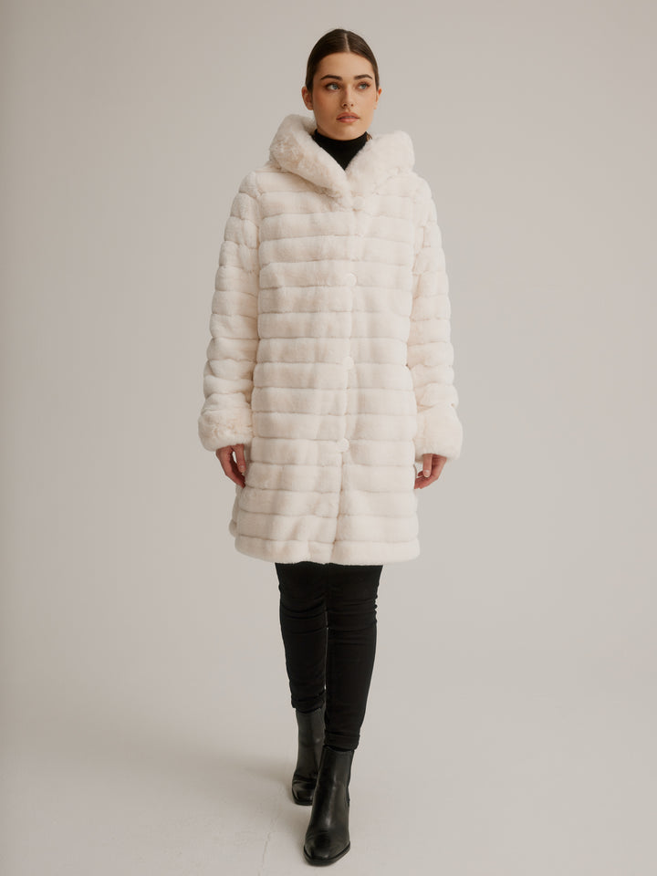 Reversible Hooded Faux Fur Coat
