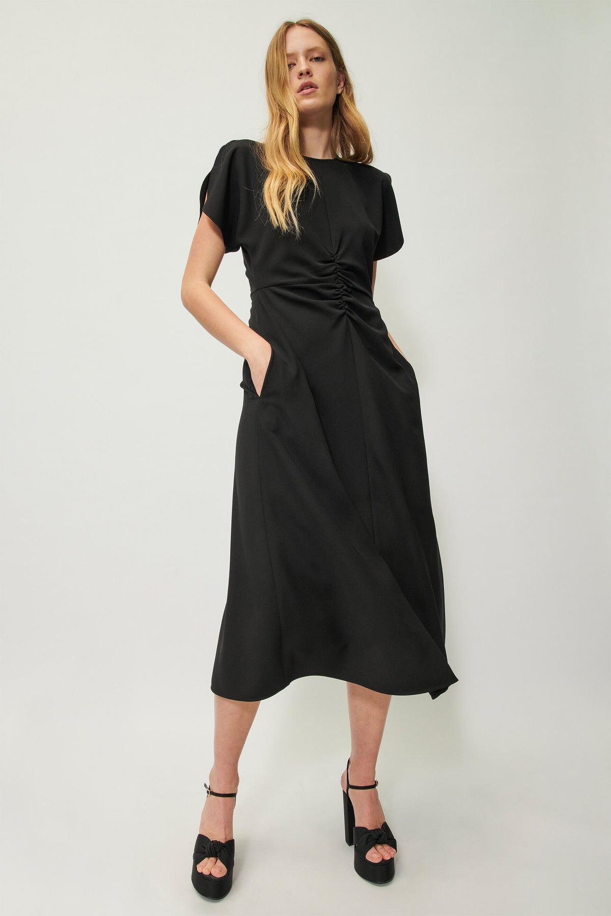 Midi Dress with Flutter Sleeve