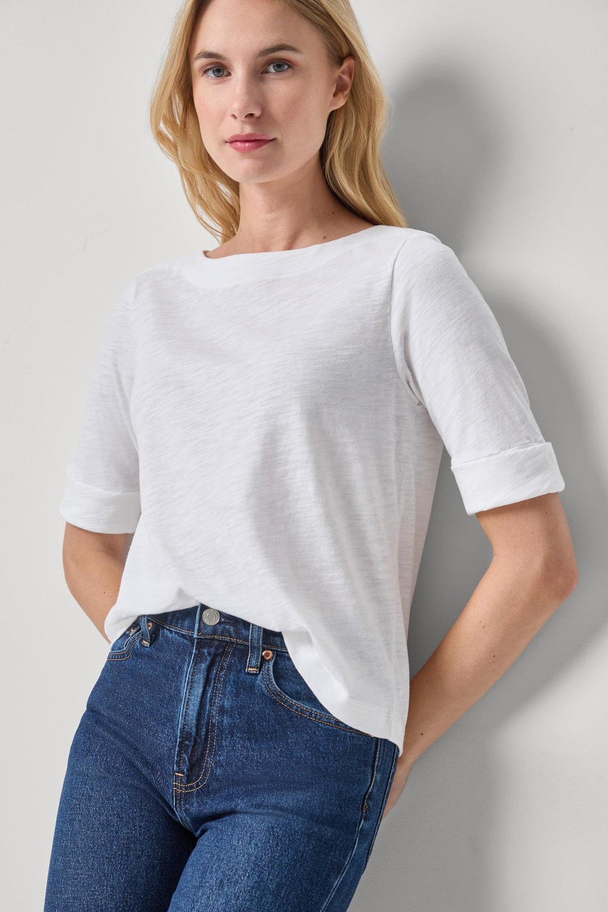 Cuffed Sleeve Boatneck