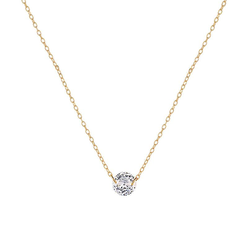 Drilled Single Simulated Diamond Necklace