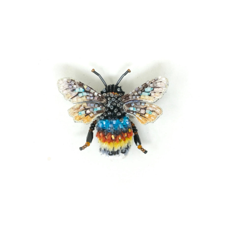 Striped Bee Brooch Pin
