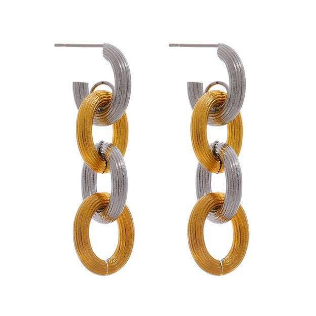 Two Tone Link Earrings