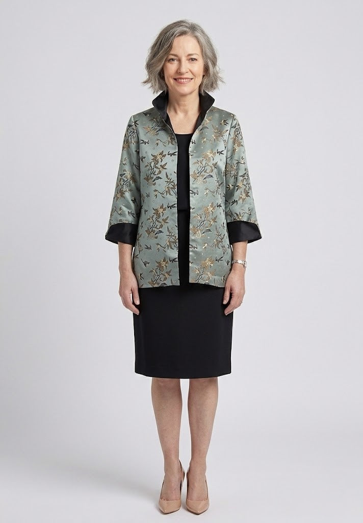 High-Low Jacket with Hummingbird Print