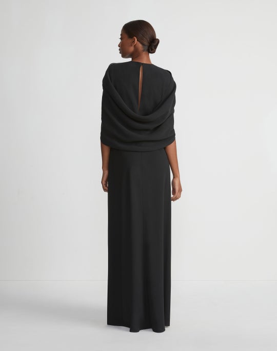 Crepe Shawl Gown