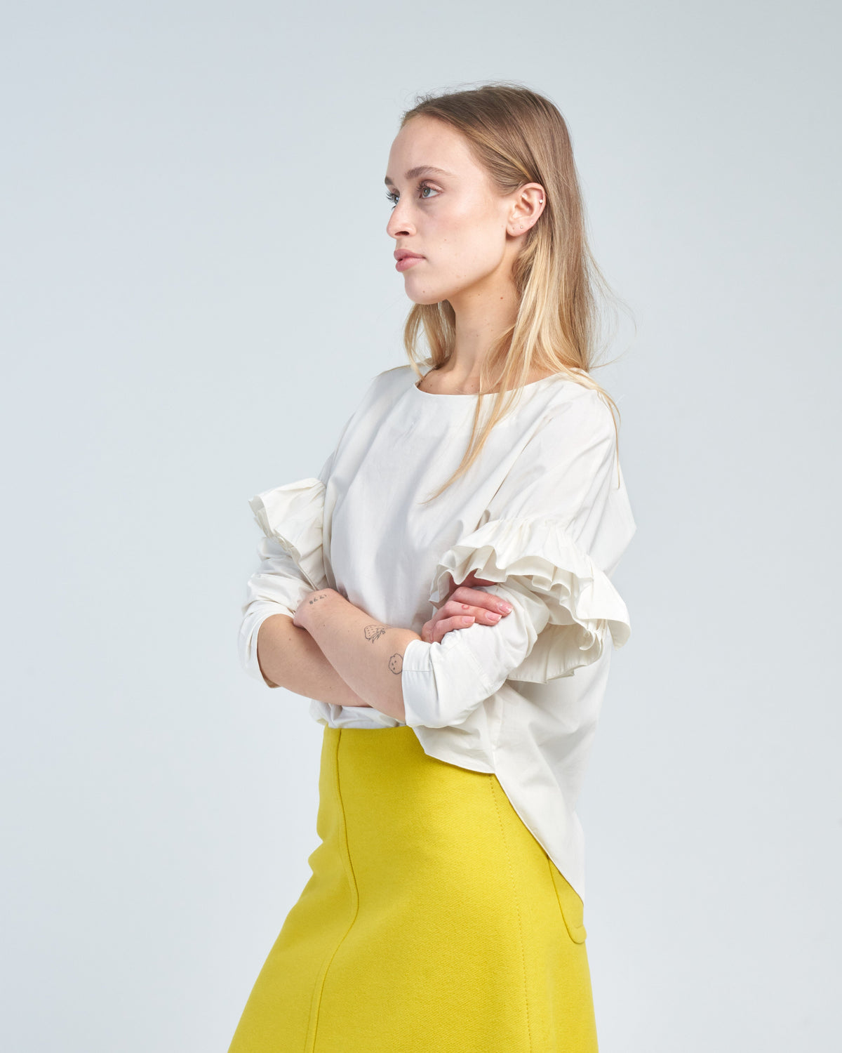Shirt with Upper Arm Ruffle