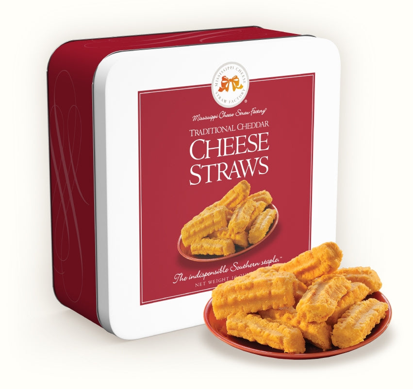Traditional Cheddar Cheese Straws 10 oz. Gift Tin Mississippi Cheese Straw Factory
