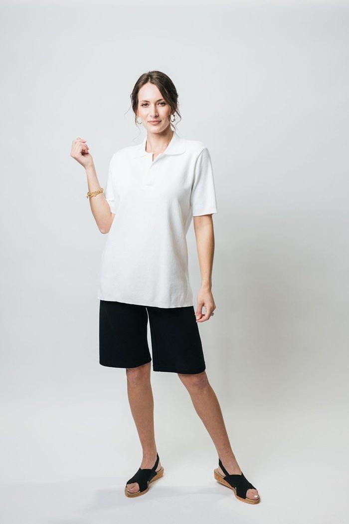 27” Short Sleeve Polo Top - White