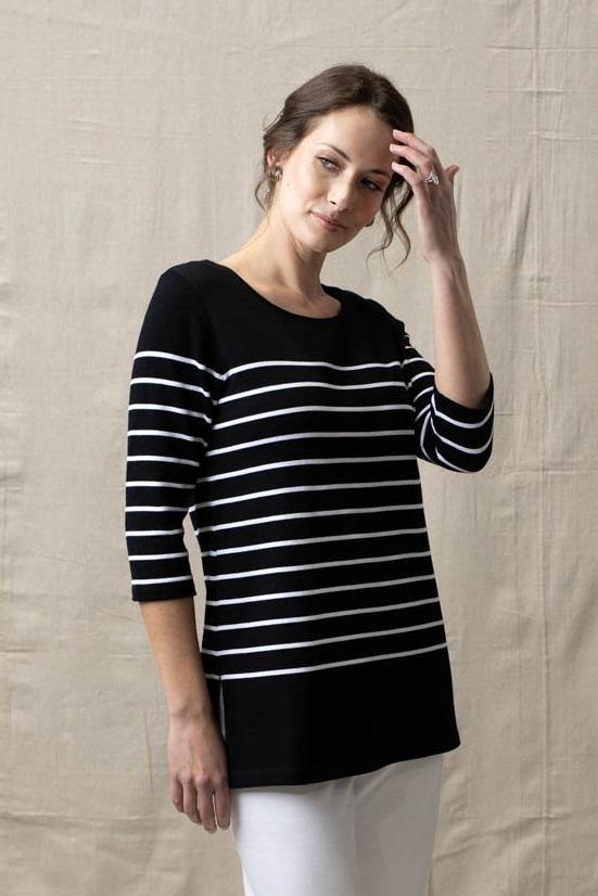 29” Long Sleeve Stripe Tunic New Orleans Knitwear