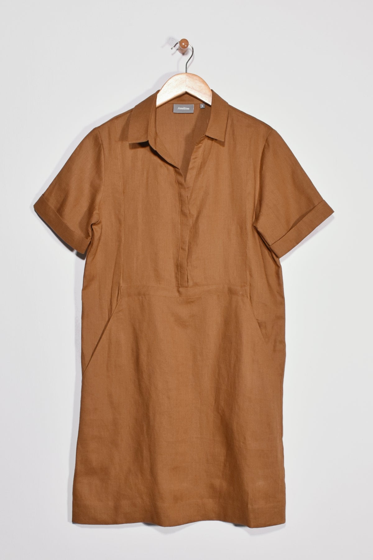 38" Short Sleeve Belted Polo Dress Amélline